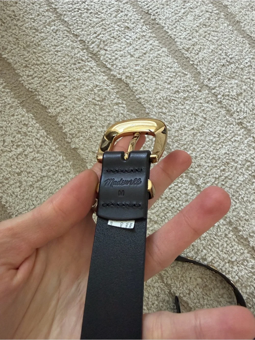 Black Leather Belt with Gold studs and buckles